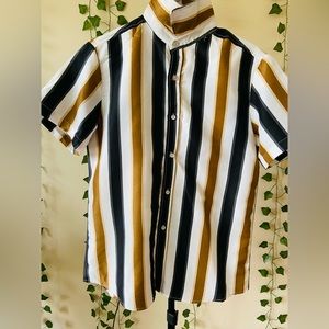 SHEIN black, white, and brown stripped shirt
